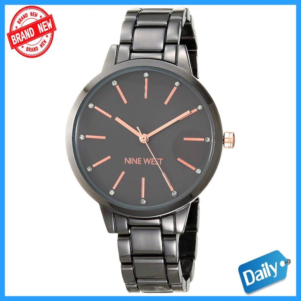Crystal Accented Bracelet Watch, Adjustable Metal Band, Dress Style